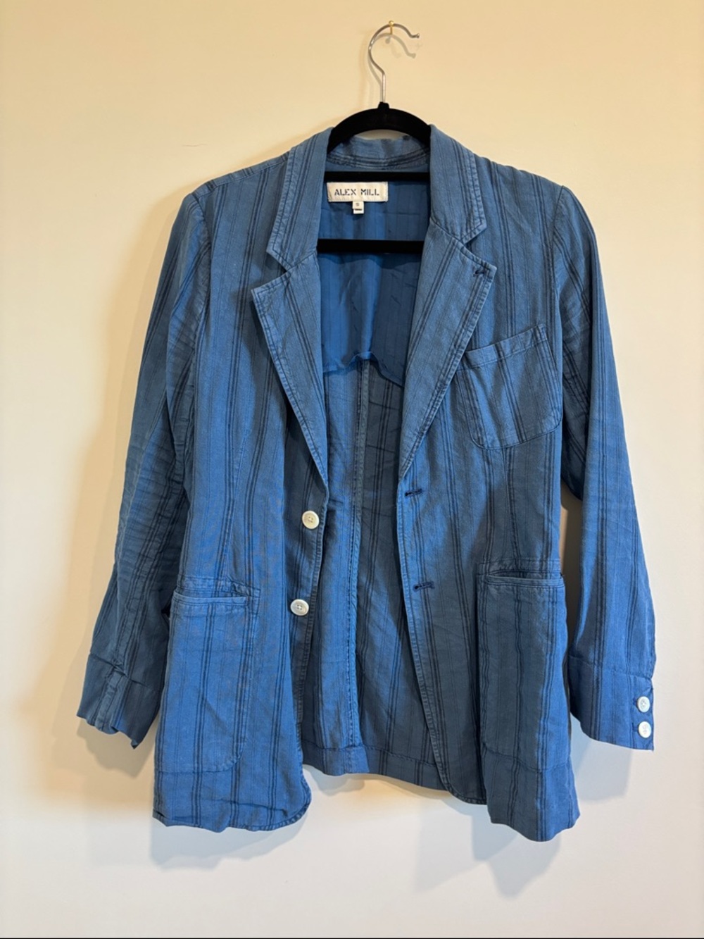 Alex Mill Blue Striped Lightweight Blazer